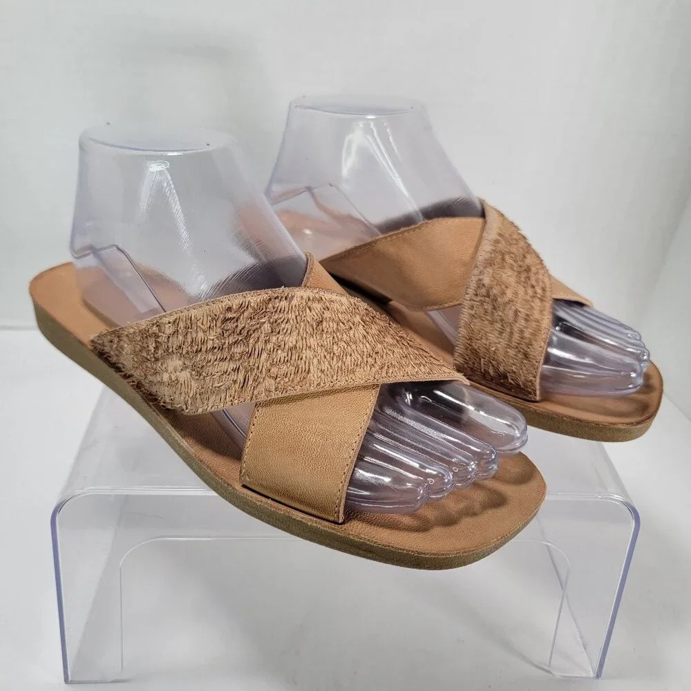 Antelope Stone Crisscross Yasmine Tan Leather Sandals Womens 7-7.5 Summer‎